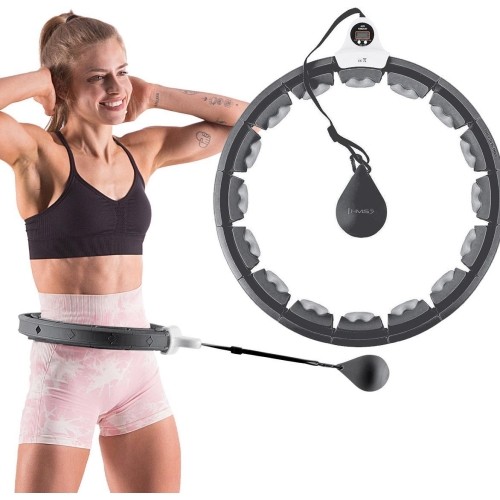 HHW06 HULA HOOP CZARNY Z OBCIĄŻNIKIEM + LICZNIK HMS