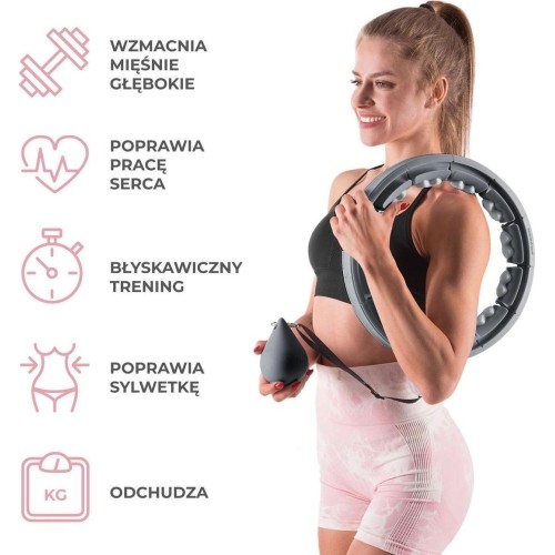 HHW06 HULA HOOP CZARNY Z OBCIĄŻNIKIEM + LICZNIK HMS