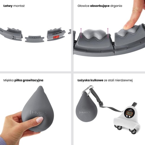 HHW06 HULA HOOP CZARNY Z OBCIĄŻNIKIEM + LICZNIK HMS