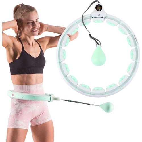 Zielone hula-hop z obciążeniem i licznikiem HHW06 HMS