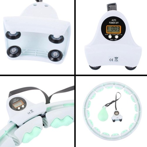 HHW06 ZIELONE HULA HOOP Z OBCIĄŻNIKIEM + LICZNIK HMS