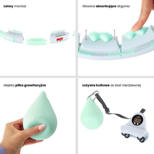 HHW06 ZIELONE HULA HOOP Z OBCIĄŻNIKIEM + LICZNIK HMS