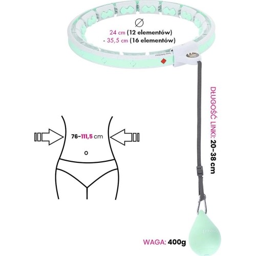 HHW06 ZIELONE HULA HOOP Z OBCIĄŻNIKIEM + LICZNIK HMS