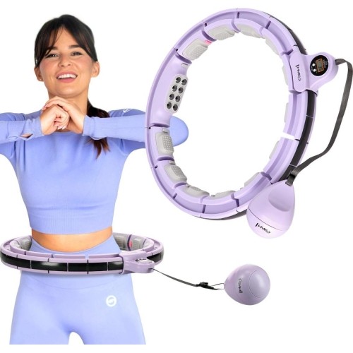 HHM13 HULA HOOP FIOLETOWY MAGNETYCZNY Z OBCIĄŻNIKIEM + LICZNIK HMS
