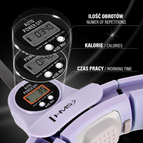 HHM13 HULA HOOP FIOLETOWY MAGNETYCZNY Z OBCIĄŻNIKIEM + LICZNIK HMS
