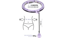 HHM13 HULA HOOP FIOLETOWY MAGNETYCZNY Z OBCIĄŻNIKIEM + LICZNIK HMS