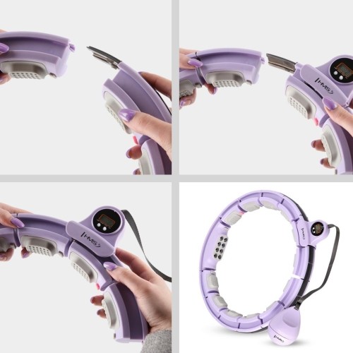 HHM13 HULA HOOP FIOLETOWY MAGNETYCZNY Z OBCIĄŻNIKIEM + LICZNIK HMS