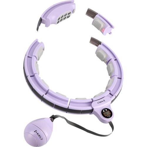 HHM13 HULA HOOP FIOLETOWY MAGNETYCZNY Z OBCIĄŻNIKIEM + LICZNIK HMS
