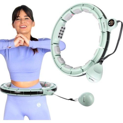 HHM13 HULA HOOP ZIELONY MAGNETYCZNY Z OBCIĄŻNIKIEM + LICZNIK HMS