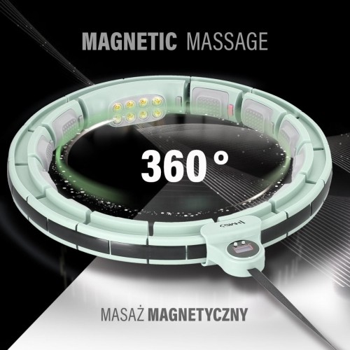 HHM13 HULA HOOP ZIELONY MAGNETYCZNY Z OBCIĄŻNIKIEM + LICZNIK HMS