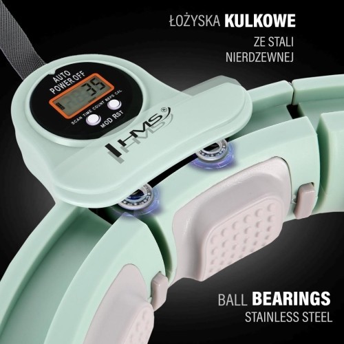 HHM13 HULA HOOP ZIELONY MAGNETYCZNY Z OBCIĄŻNIKIEM + LICZNIK HMS