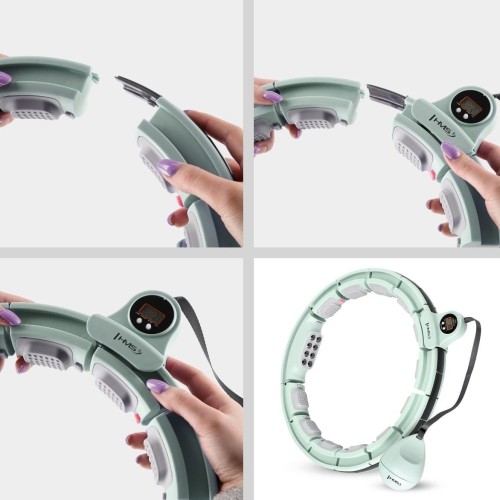 HHM13 HULA HOOP ZIELONY MAGNETYCZNY Z OBCIĄŻNIKIEM + LICZNIK HMS