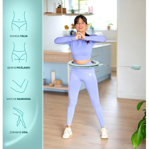 HHM14 HULA HOOP ZIELONY MAGNETYCZNY Z OBCIĄŻNIKIEM + LICZNIK HMS