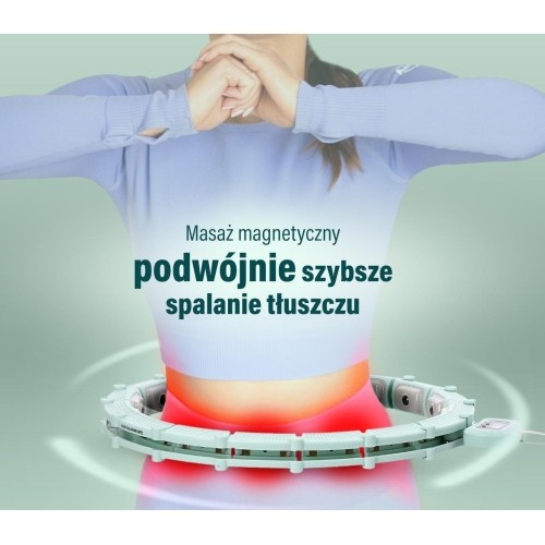 HHM14 HULA HOOP ZIELONY MAGNETYCZNY Z OBCIĄŻNIKIEM + LICZNIK HMS