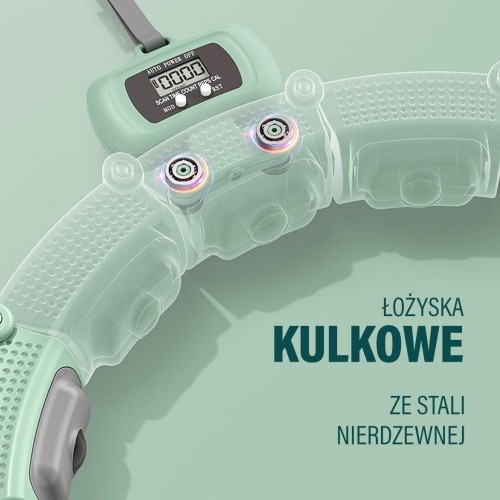 HHM14 HULA HOOP ZIELONY MAGNETYCZNY Z OBCIĄŻNIKIEM + LICZNIK HMS