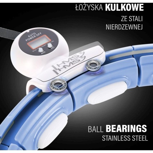 HHM15 HULA HOOP NIEBIESKI MAGNETYCZNY Z OBCIĄŻNIKIEM + LICZNIK HMS