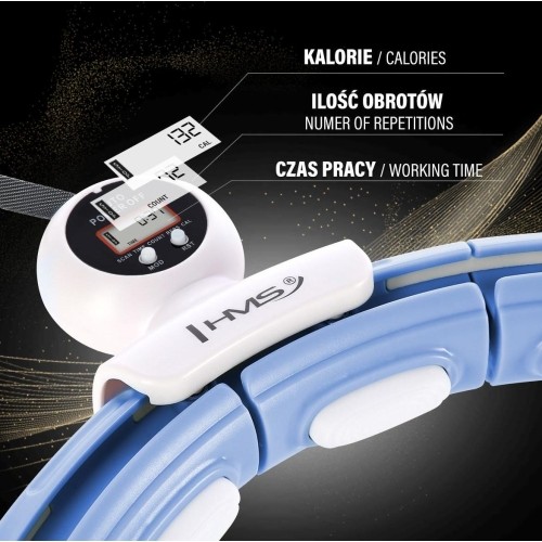 HHM15 HULA HOOP NIEBIESKI MAGNETYCZNY Z OBCIĄŻNIKIEM + LICZNIK HMS