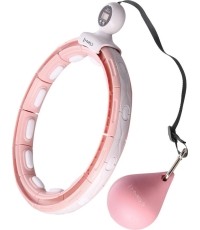 HHM15 HULA HOOP RÓŻOWY MAGNETYCZNY Z OBCIĄŻNIKIEM + LICZNIK HMS