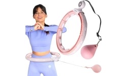 HHM15 HULA HOOP RÓŻOWY MAGNETYCZNY Z OBCIĄŻNIKIEM + LICZNIK HMS