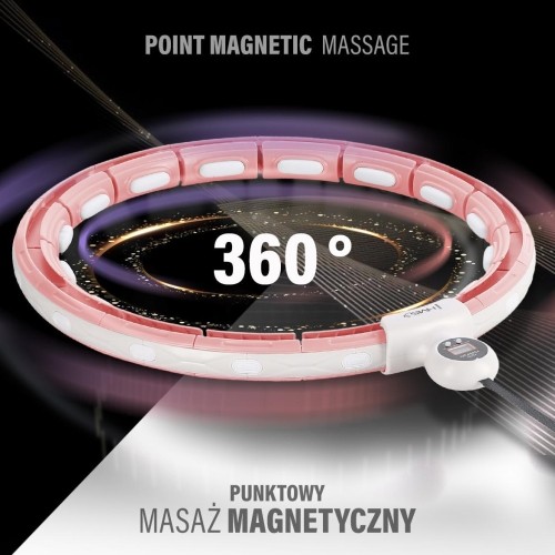 HHM15 HULA HOOP RÓŻOWY MAGNETYCZNY Z OBCIĄŻNIKIEM + LICZNIK HMS