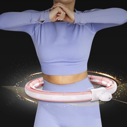 HHM15 HULA HOOP RÓŻOWY MAGNETYCZNY Z OBCIĄŻNIKIEM + LICZNIK HMS