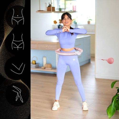 HHM15 HULA HOOP RÓŻOWY MAGNETYCZNY Z OBCIĄŻNIKIEM + LICZNIK HMS