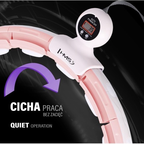 HHM15 HULA HOOP RÓŻOWY MAGNETYCZNY Z OBCIĄŻNIKIEM + LICZNIK HMS