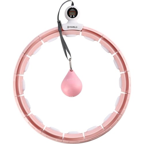 HHM15 HULA HOOP RÓŻOWY MAGNETYCZNY Z OBCIĄŻNIKIEM + LICZNIK HMS