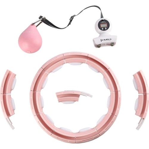 HHM15 HULA HOOP RÓŻOWY MAGNETYCZNY Z OBCIĄŻNIKIEM + LICZNIK HMS