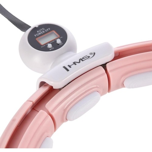 HHM15 HULA HOOP RÓŻOWY MAGNETYCZNY Z OBCIĄŻNIKIEM + LICZNIK HMS