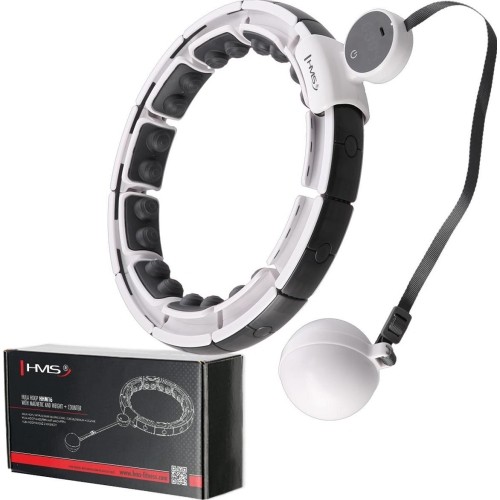 HHM16 HULA HOOP BIAŁY MAGNETYCZNY Z OBCIĄŻNIKIEM + LICZNIK HMS