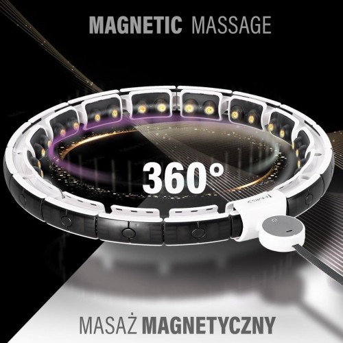 Białe magnetyczne hula hop HHM16 z obciążnikiem i licznikiem HMS