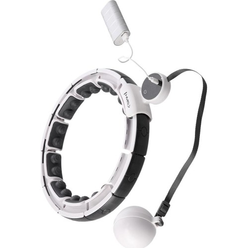 HHM16 HULA HOOP BIAŁY MAGNETYCZNY Z OBCIĄŻNIKIEM + LICZNIK HMS