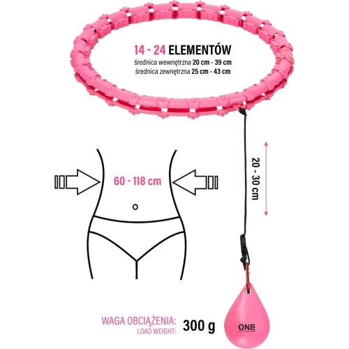 OHA02 HULA HOP RÓŻOWY Z OBCIĄŻENIEM ONE FITNESS
