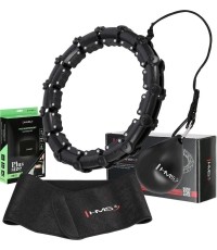 ZESTAW HULA HOOP HHW11 CZARNY Z OBCIĄŻNIKIEM + WSPARCIE TALII BR163 CZARNY PLUS SIZE HMS