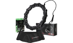 ZESTAW HULA HOOP HHW11 CZARNY Z OBCIĄŻNIKIEM + WSPARCIE TALII BR163 CZARNY PLUS SIZE HMS