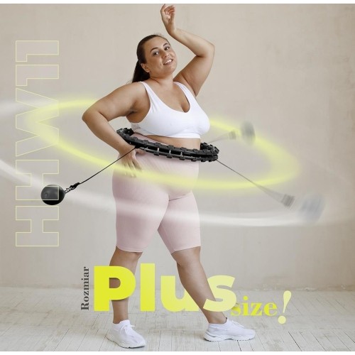 ZESTAW HULA HOOP HHW11 CZARNY Z OBCIĄŻNIKIEM + WSPARCIE TALII BR163 CZARNY PLUS SIZE HMS