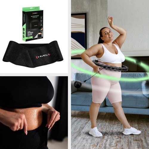 ZESTAW HULA HOOP HHW11 CZARNY Z OBCIĄŻNIKIEM + WSPARCIE TALII BR163 CZARNY PLUS SIZE HMS