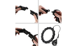 ZESTAW HULA HOOP HHW11 CZARNY Z OBCIĄŻNIKIEM + WSPARCIE TALII BR163 CZARNY PLUS SIZE HMS