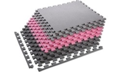 Gumowa podłoga, mata puzle do siłowni HMS MP10, Jasnoszary-Różowy-Ciemnoszary, 60x60x1 cm (9 szt.)