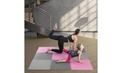 Gumowa podłoga, mata puzle do siłowni HMS MP10, Jasnoszary-Różowy-Ciemnoszary, 60x60x1 cm (9 szt.)