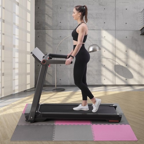 Gumowa podłoga, mata puzle do siłowni HMS MP10, Jasnoszary-Różowy-Ciemnoszary, 60x60x1 cm (9 szt.)