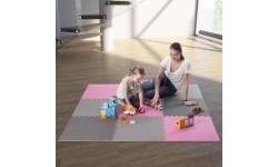 Gumowa podłoga, mata puzle do siłowni HMS MP10, Jasnoszary-Różowy-Ciemnoszary, 60x60x1 cm (9 szt.)