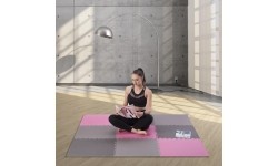 Gumowa podłoga, mata puzle do siłowni HMS MP10, Jasnoszary-Różowy-Ciemnoszary, 60x60x1 cm (9 szt.)