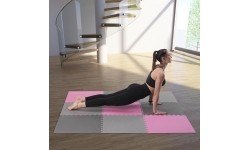 Gumowa podłoga, mata puzle do siłowni HMS MP10, Jasnoszary-Różowy-Ciemnoszary, 60x60x1 cm (9 szt.)