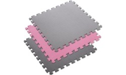 Gumowa podłoga, mata puzle do siłowni HMS MP10, Jasnoszary-Różowy-Ciemnoszary, 60x60x1 cm (9 szt.)