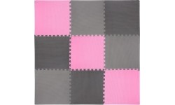 Gumowa podłoga, mata puzle do siłowni HMS MP10, Jasnoszary-Różowy-Ciemnoszary, 60x60x1 cm (9 szt.)