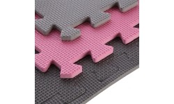 Gumowa podłoga, mata puzle do siłowni HMS MP10, Jasnoszary-Różowy-Ciemnoszary, 60x60x1 cm (9 szt.)