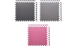 Gumowa podłoga, mata puzle do siłowni HMS MP10, Jasnoszary-Różowy-Ciemnoszary, 60x60x1 cm (9 szt.)