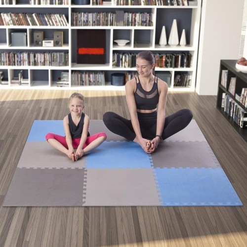 Mata treningowa składana MP-10, szaro-niebieska, 60x60x1cm, 9 szt.